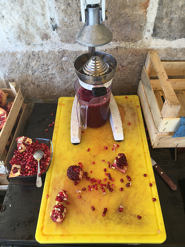 Fresh squeezed pomegranate juice.
